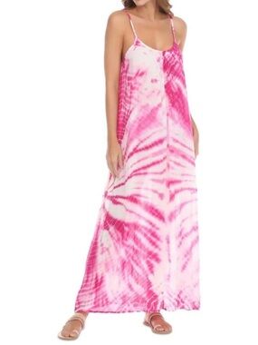 Pink Tie-Dye Maxi Slip Dress Cover Up by Raviya, size S. Worn once.